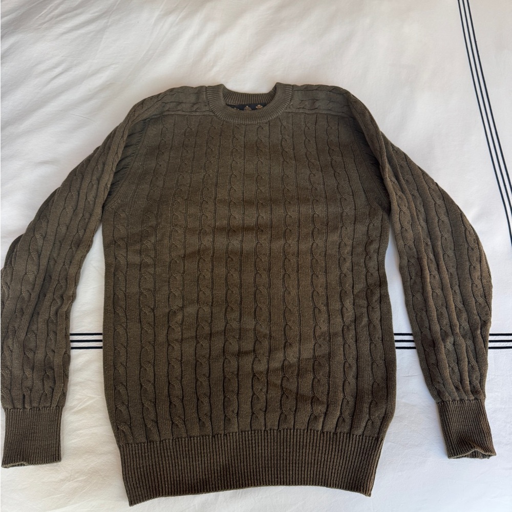 EUC Barbour Men’s Cable Knit Sweater - Brownish-Hunter Green (Size Small) - Picture 4 of 7